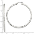 Sterling Silver D/C 3x60mm Square Tube Hoop Earrings