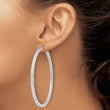 Sterling Silver D/C 3x65mm Square Tube Hoop Earrings