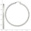 Sterling Silver D/C 3x65mm Square Tube Hoop Earrings