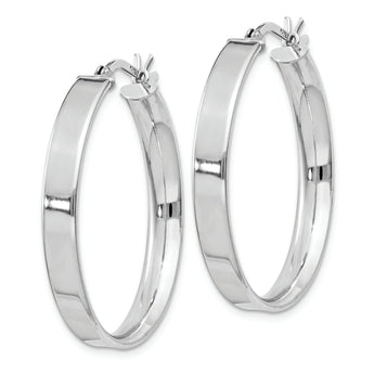 Sterling Silver Rhodium Plated 4.25x30 Hoop Earrings
