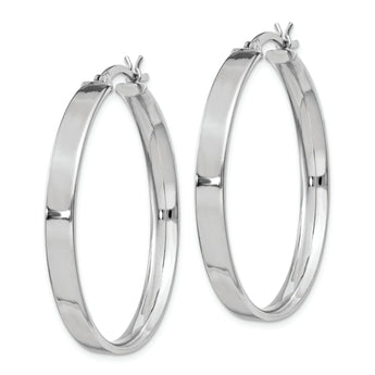 Sterling Silver Rhodium Plated 4.25x35 Hoop Earrings