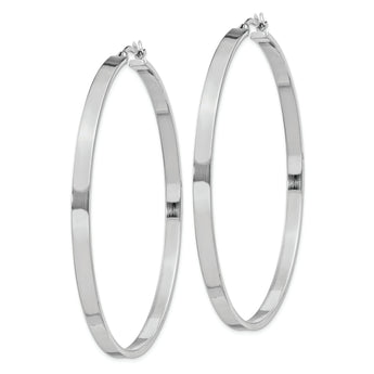 Sterling Silver Rhodium-plated 3.5x60mm Hoop Earrings