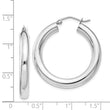 Sterling Silver Rhodium-plated 4mm Round Hoop Earrings