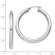Sterling Silver Rhodium-plated 4mm Round Hoop Earrings