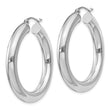 Sterling Silver Rhodium-plated 5mm Round Hoop Earrings