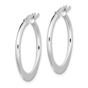 Sterling Silver Rhodium-plated Polished Tapered Round Hoop Earrings