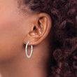 Sterling Silver Rhodium-plated Polished Tapered Round Hoop Earrings