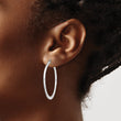 Sterling Silver Rhodium-plated Polished Tapered Round Hoop Earrings
