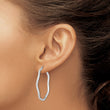 Sterling Silver Rhodium-plated Wavy D/C 1.75mm Round Hoop Earrings