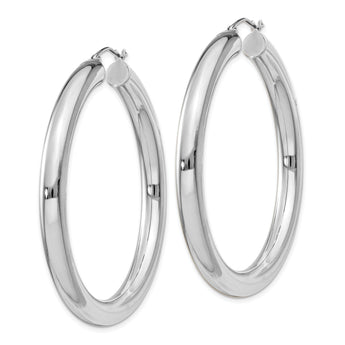 Sterling Silver Rhodium-plated 5mm Round Hoop Earrings
