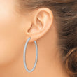 Sterling Silver Rhod-plated 3.25x60mm Omega Back Hoop Earrings