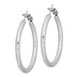 Sterling Silver Rhod-plated 3.25x40mm Omega Back Hoop Earrings