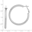 Sterling Silver Rhod-plated 3.25x40mm Omega Back Hoop Earrings