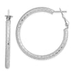 Sterling Silver Rhod-plated 3.25x40mm Omega Back Hoop Earrings