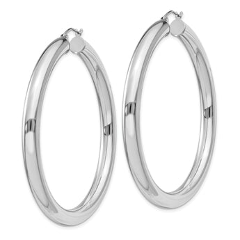 Sterling Silver Rhodium-plated 5mm Round Hoop Earrings