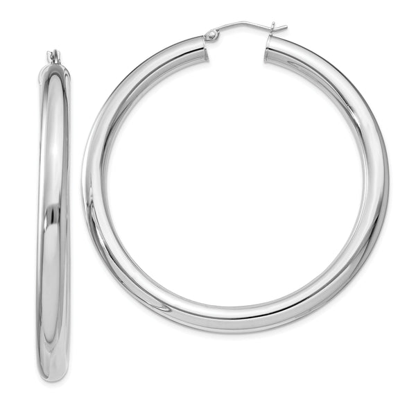 Sterling Silver Rhodium-plated 5mm Round Hoop Earrings