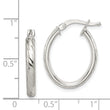 Sterling Silver Rhod-plated Textured 3mm Hollow Oval Hoop Earrings