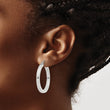Sterling Silver 3x30mm Square Tube Hoop Earrings