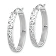 Sterling Silver Rhodium-plated Diamond-cut 4mm Oval Hoop Earrings