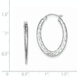 Sterling Silver Rhodium-plated Diamond-cut Oval Hoop Earrings