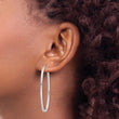 Sterling Silver Rhodium-plated 2mm Square Tube Oval Hoop Earrings