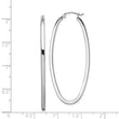 Sterling Silver Rhodium-plated 2mm Square Tube Oval Hoop Earrings