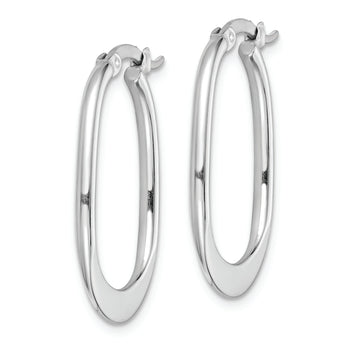 Sterling Silver Rhodium-plated Polished Squared Oval Hoop Earrings