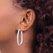 Sterling Silver Rhod-plated Square Tube 4mm Teardrop Hoop Earrings