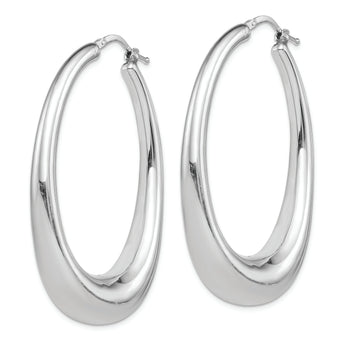 Sterling Silver Rhodium-plated Polished Hollow Oval Hoop Earrings