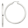Sterling Silver 3x50mm Square Tube Hoop Earrings