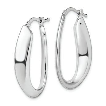 Sterling Silver Rhod-plated Polished Hollow 6mm Oval Hoop Earrings