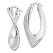 Sterling Silver RH-plated Polished Hollow Twisted Oval Hoop Earrings