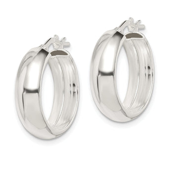 Sterling Silver Polished 6mm Round Hoop Earrings