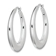 Sterling Silver RH-plated Polished Tapered Hollow Round Hoop Earrings