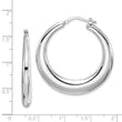 Sterling Silver RH-plated Polished Tapered Hollow Round Hoop Earrings