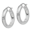 Sterling Silver Rhodium-plated Diamond-cut 5x25mm Hoop Earrings