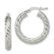 Sterling Silver Rhodium-plated Polished Twisted 4mm Hoop Earrings