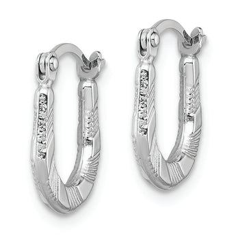 Sterling Silver Rhodium-plated Diamond-cut Hoop Earrings