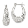 Sterling Silver Polished Filigree Oval Hoop Earrings