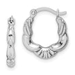 Sterling Silver Rhodium Plated Hollow Scalloped Hoop Earrings