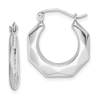 Sterling Silver Rhodium-plated Polished Hollow Hoop Earrings