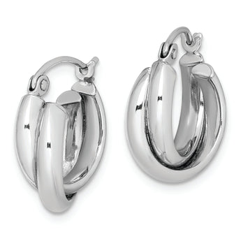 Sterling Silver Rhodium Plated Double Hoop Earrings