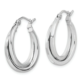 Sterling Silver Rhodium Plated Double Hoop Earrings