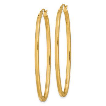 Sterling Silver Gold-plated Square Tube 2.5mm Oval Hoop Earrings