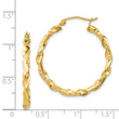Sterling Silver Gold-plated 3x30mm Diamond-cut Twisted Hoop Earrings