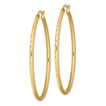 Sterling Silver Gold-plated Textured 2mm Hollow Oval Hoop Earrings