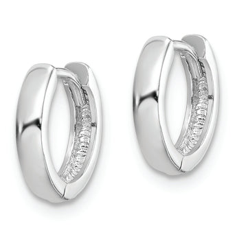 Sterling Silver Rhodium Polished Hinged Hoop Earrings