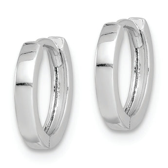 Sterling Silver Rhodium Polished Hinged Hoop Earrings