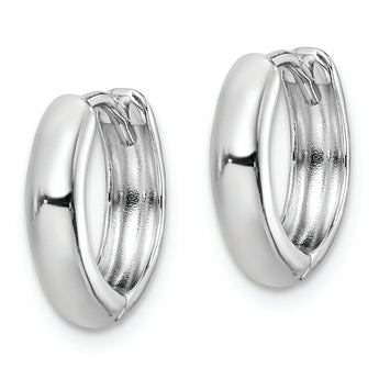 Sterling Silver Rhodium Polished Hinged Hoop Earrings