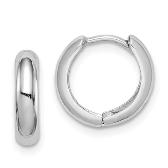 Sterling Silver Rhodium Polished Hinged Hoop Earrings